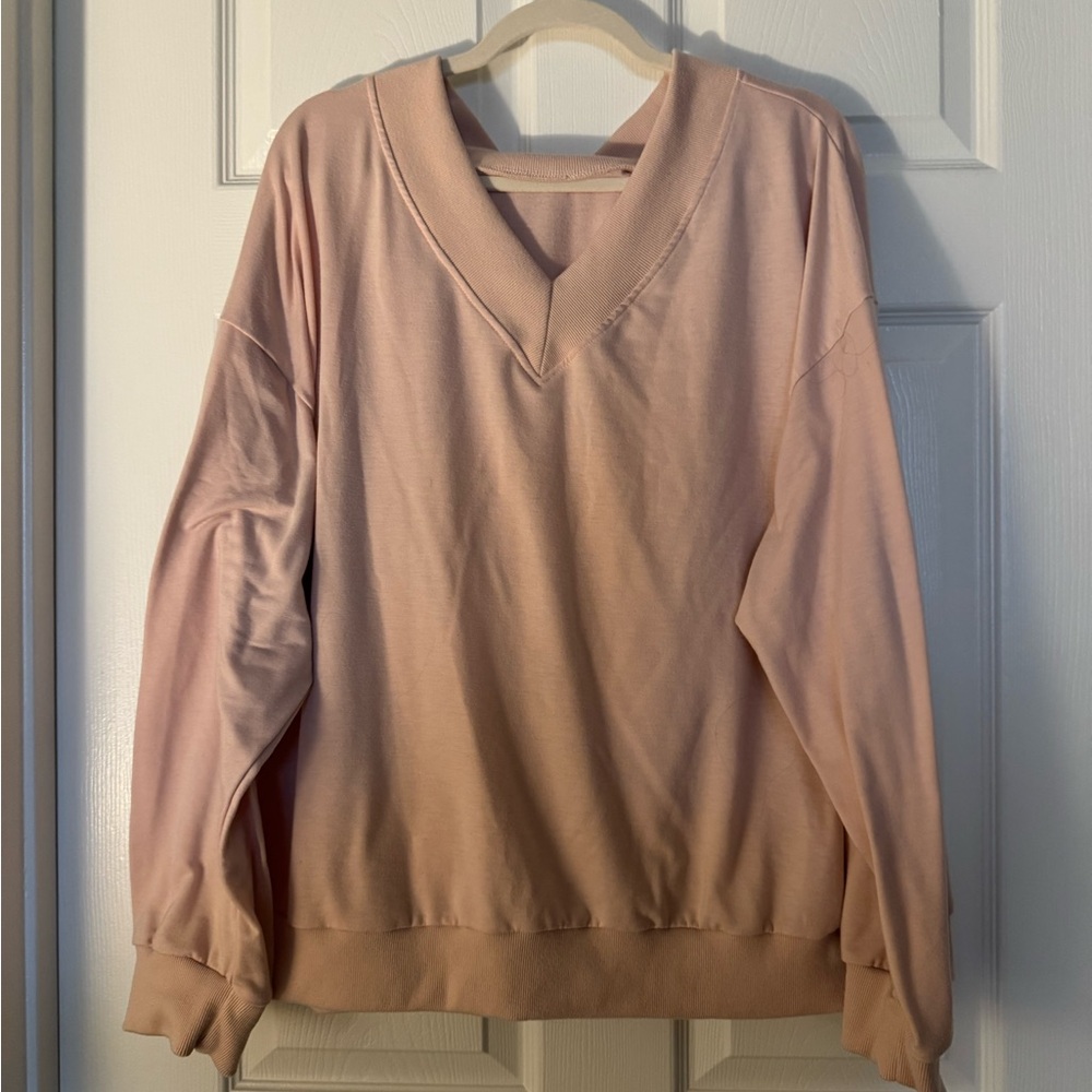 Pink V-Neck Sweatshirt